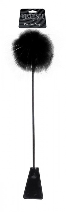 Черный стек Feather Crop с пуховкой на конце - 53,3 см. - Pipedream - купить с доставкой в Новосибирске