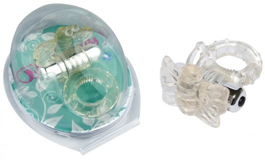 Прозрачное эрекционное кольцо с вибробабочкой - Howells - в Новосибирске купить с доставкой