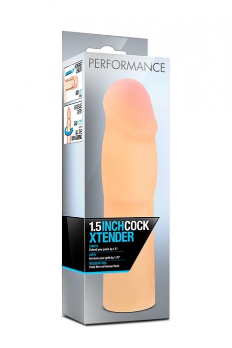 Телесная насадка-удлинитель на пенис PERFORMANCE 1.5INCH COCK XTENDER - 16 см. - Blush Novelties - в Новосибирске купить с доставкой