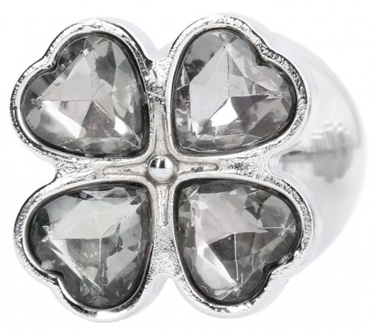 Серебристая анальная пробка с прозрачными кристаллами в форме клевера - 8,2 см. - Shots Media BV - купить с доставкой в Новосибирске