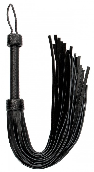 Черная многохвостая гладкая плеть Heavy Leather Tail Flogger - 76 см. - Shots Media BV - купить с доставкой в Новосибирске