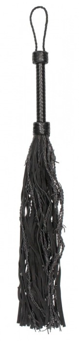 Черная многохвостая плетеная плеть Leather Suede Barbed Wired Flogger - 76 см. - Shots Media BV - купить с доставкой в Новосибирске