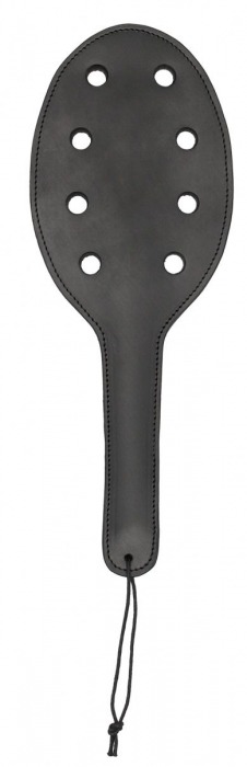 Черная шлепалка Saddle Leather Paddle With 8 Holes - 40 см. - Shots Media BV - купить с доставкой в Новосибирске
