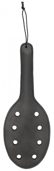 Черная шлепалка Saddle Leather Paddle With 8 Holes - 40 см. - Shots Media BV - купить с доставкой в Новосибирске