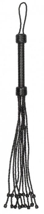 Черная многохвостая плетеная плеть Short Leather Braided Flogger - 69 см. - Shots Media BV - купить с доставкой в Новосибирске
