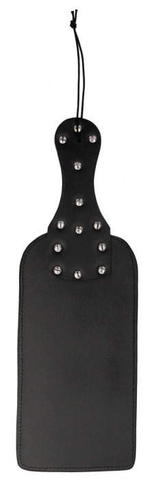 Черная шлепалка Studded Paddle - 38 см. - Shots Media BV - купить с доставкой в Новосибирске
