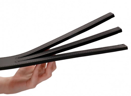 Черная шлепалка Three Finger Paddle Tawse - 51 см. - Shots Media BV - купить с доставкой в Новосибирске