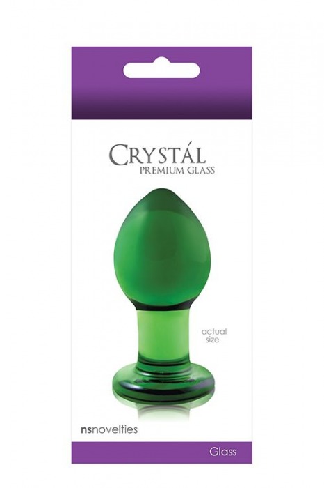 Зеленая стеклянная анальная пробка Crystal Medium - 7,5 см. - NS Novelties