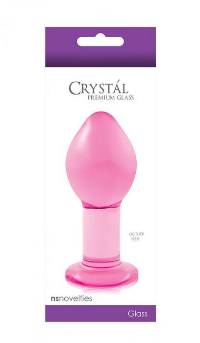 Большая розовая стеклянная анальная пробка CRYSTAL PLUG - 10 см. - NS Novelties