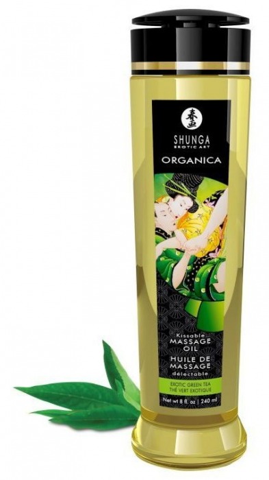 Массажное масло Organica с ароматом зеленого чая - 240 мл. - Shunga - купить с доставкой в Новосибирске