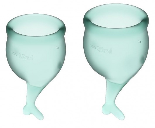Набор темно-зеленых менструальных чаш Feel secure Menstrual Cup - Satisfyer - купить с доставкой в Новосибирске