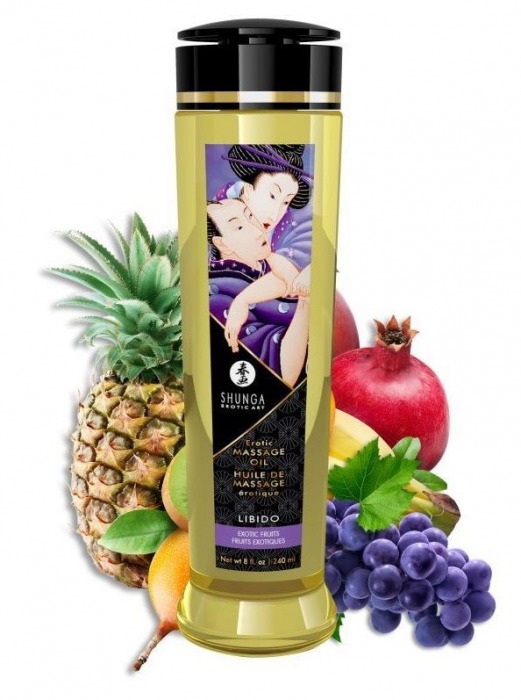 Массажное масло Libido Exotic Fruits с ароматом экзотических фруктов - 240 мл. - Shunga - купить с доставкой в Новосибирске