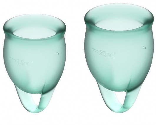 Набор темно-зеленых менструальных чаш Feel confident Menstrual Cup - Satisfyer - купить с доставкой в Новосибирске