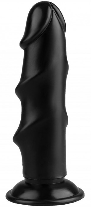 Черный реалистичный рельефный фаллоимитатор - 21,5 см. - Джага-Джага