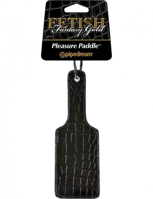 Чёрная с золотом шлепалка Gold Pleasure Paddle - Pipedream - купить с доставкой в Новосибирске