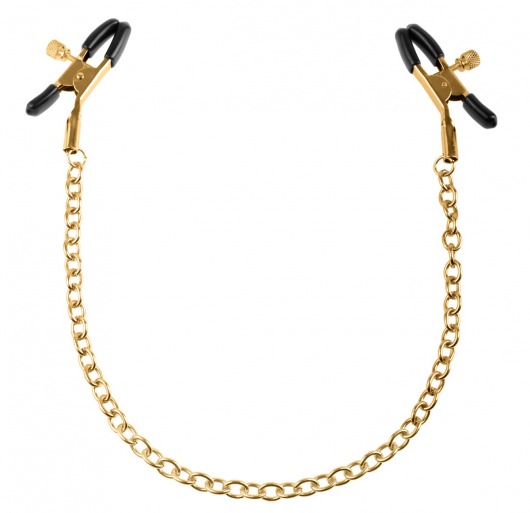 Чёрные с золотом зажимы на соски Gold Chain Nipple Clamps - Pipedream - купить с доставкой в Новосибирске