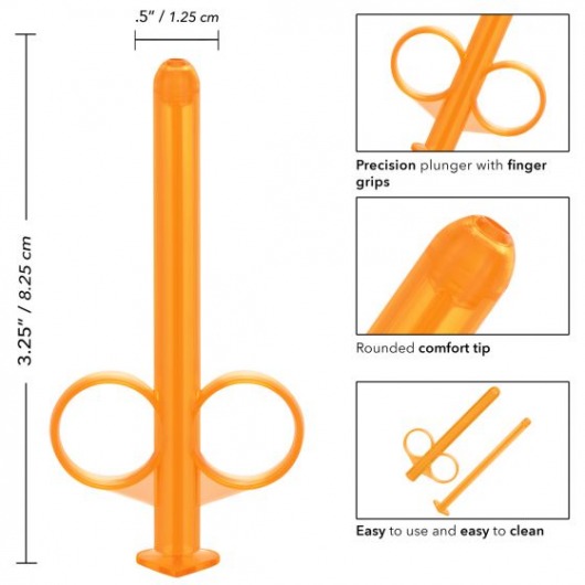 Набор из 2 оранжевых шприцов для введения лубриканта Lube Tube - California Exotic Novelties - купить с доставкой в Новосибирске