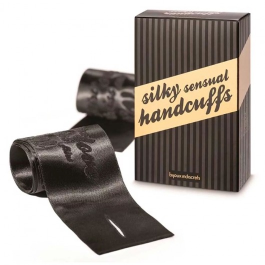 Черные ленты для связывания SILKY SENSUAL HANDCUFFS - Bijoux Indiscrets - купить с доставкой в Новосибирске