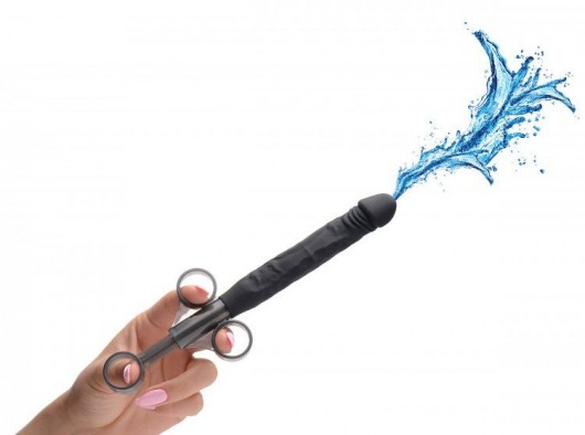 Черный шприц в форме пениса для введения лубриканта Jizz Shooter Silicone Dildo Lube - 19,7 см. - XR Brands - купить с доставкой в Новосибирске