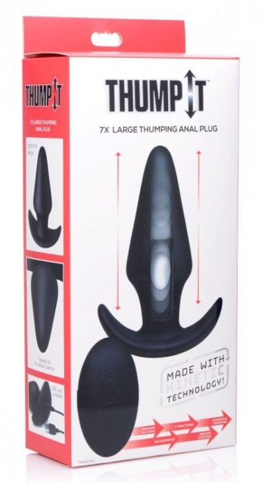 Черная анальная вибропробка Kinetic Thumping 7X Large Anal Plug - 13,3 см. - XR Brands