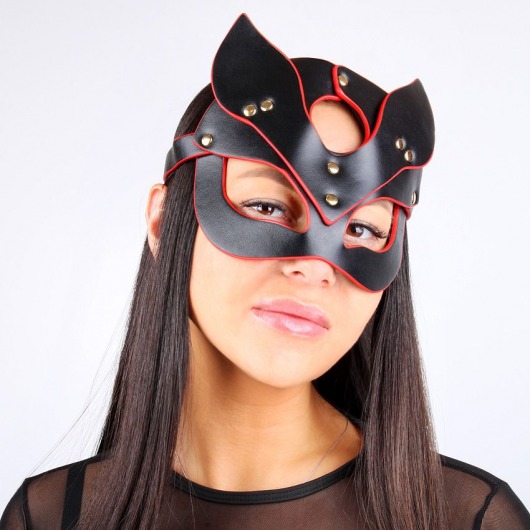 Черно-красная игровая маска с ушками - Notabu - купить с доставкой в Новосибирске