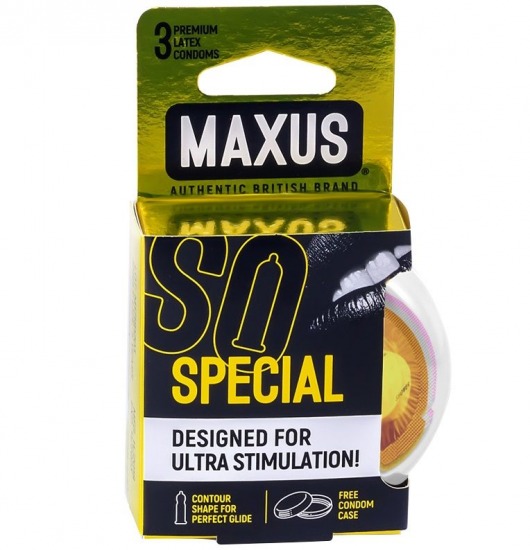 Презервативы с точками и рёбрами в пластиковом кейсе MAXUS Special - 3 шт. - Maxus - купить с доставкой в Новосибирске