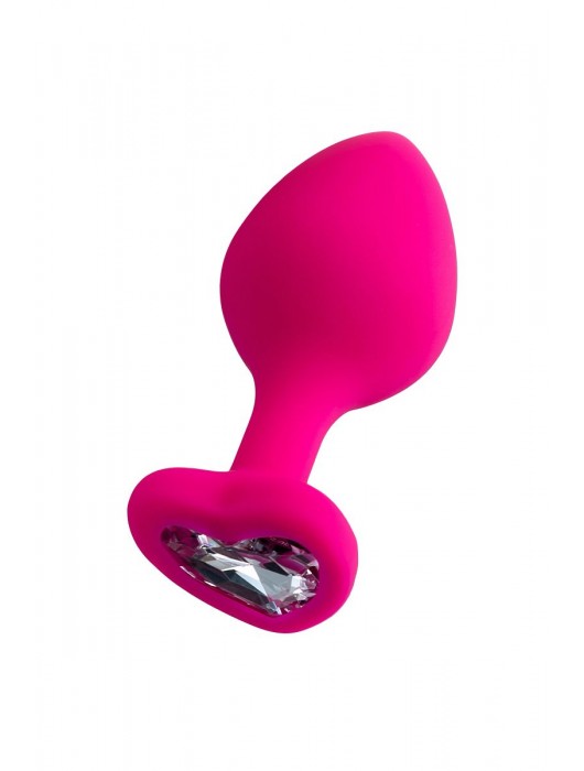 Розовая анальная втулка Diamond Heart с прозрачным кристаллом - 8 см. - ToyFa - купить с доставкой в Новосибирске