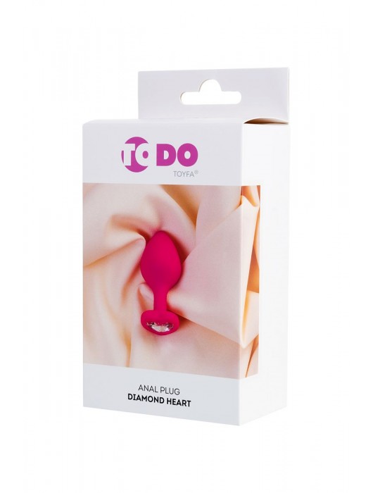 Розовая анальная втулка Diamond Heart с прозрачным кристаллом - 8 см. - ToyFa - купить с доставкой в Новосибирске