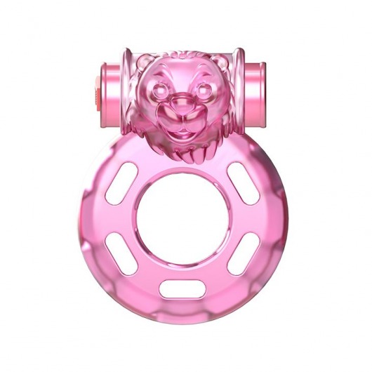 Розовое эрекционное кольцо с вибрацией Pink Bear - Baile - в Новосибирске купить с доставкой