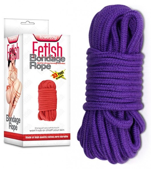 Фиолетовая верёвка для любовных игр - 10 м. - Lovetoy - купить с доставкой в Новосибирске