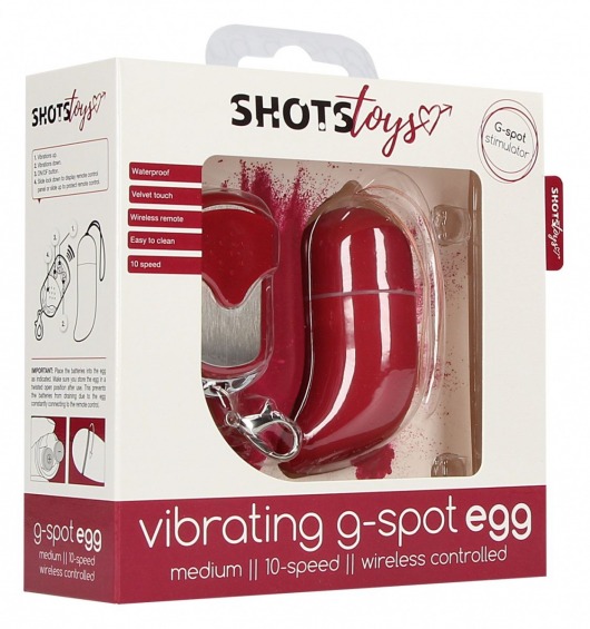 Красное виброяйцо Medium Wireless Vibrating G-Spot Egg с пультом - 7,5 см. - Shots Media BV