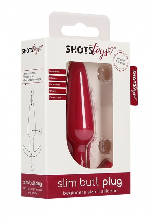 Красная анальная пробка для ношения Slim Butt Plug - 8,3 см. - Shots Media BV