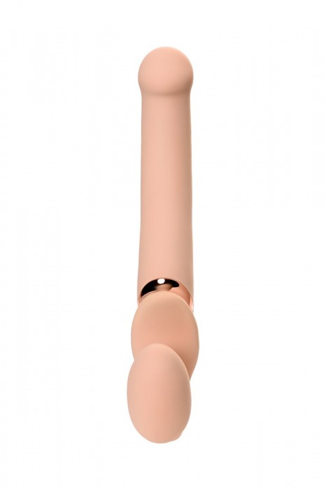 Телесный безремневой вибрострапон Silicone Bendable Strap-On M - Strap-on-me - купить с доставкой в Новосибирске