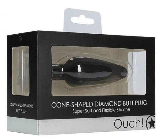 Черная анальная пробка Cone-Shaped Diamond Butt Plug - 9 см. - Shots Media BV - купить с доставкой в Новосибирске