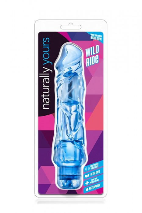 Голубой вибратор-реалистик Wild Ride - 23,5 см. - Blush Novelties
