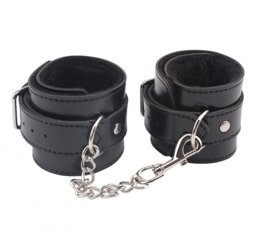 Черные оковы на ноги Obey Me Leather Ankle Cuffs - Chisa - купить с доставкой в Новосибирске