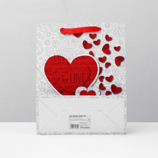 Подарочный пакет с сердечками - 32 х 26 см. - Сима-Ленд - купить с доставкой в Новосибирске