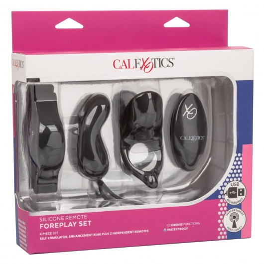 Черный вибронабор для двоих Silicone Remote Foreplay Set - California Exotic Novelties