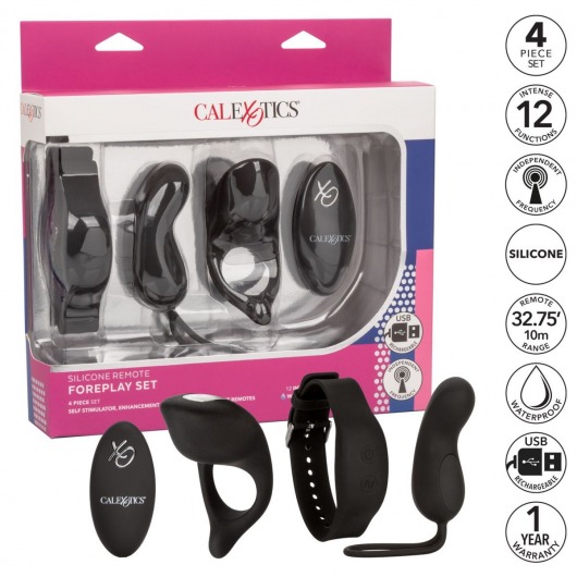 Черный вибронабор для двоих Silicone Remote Foreplay Set - California Exotic Novelties