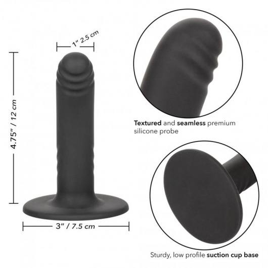 Черный анальный стимулятор 4.75” Ridged Probe - 12 см. - California Exotic Novelties - купить с доставкой в Новосибирске