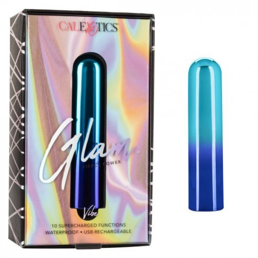 Голубой гладкий мини-вибромассажер Glam Vibe - 9 см. - California Exotic Novelties