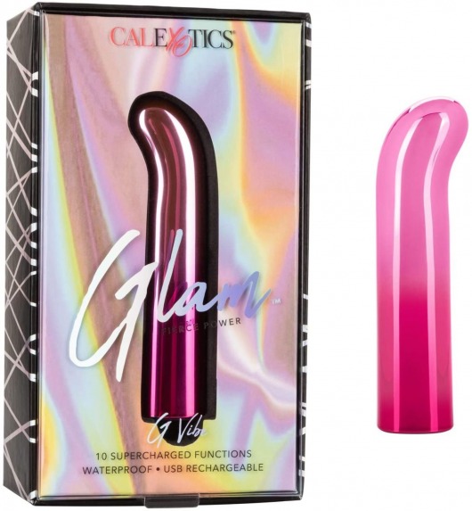 Розовый изогнутый мини-вибромассажер Glam G Vibe - 12 см. - California Exotic Novelties