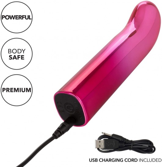 Розовый изогнутый мини-вибромассажер Glam G Vibe - 12 см. - California Exotic Novelties