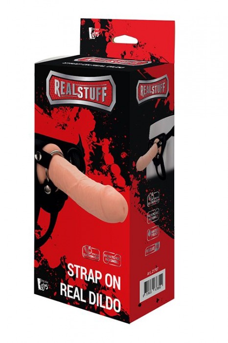 Черные трусики с телесной насадкой STRAP ON REAL DILDO - 21 см. - Dream Toys - купить с доставкой в Новосибирске