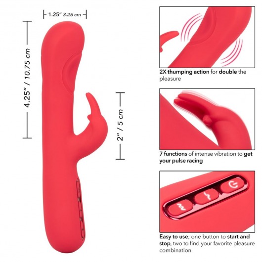Розовый вибромассажер-кролик Throb Pulse - 21,5 см. - California Exotic Novelties