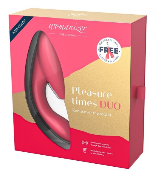 Розовый стимулятор Womanizer DUO с вагинальным отростком - Womanizer