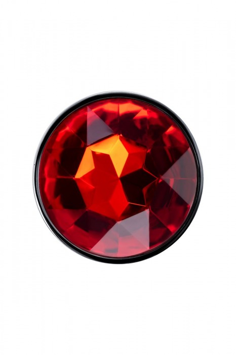 Изящная ребристая анальная втулка с красным кристаллом - 7 см. - Штучки-дрючки - купить с доставкой в Новосибирске