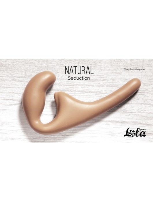 Бежевый безремневой страпон Seduction - 20,5 см. - Lola Games - купить с доставкой в Новосибирске