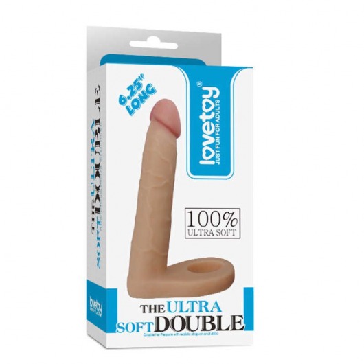 Телесная насадка для двойного проникновения The Ultra Soft Double 6.25 - 15,8 см. - Lovetoy - купить с доставкой в Новосибирске