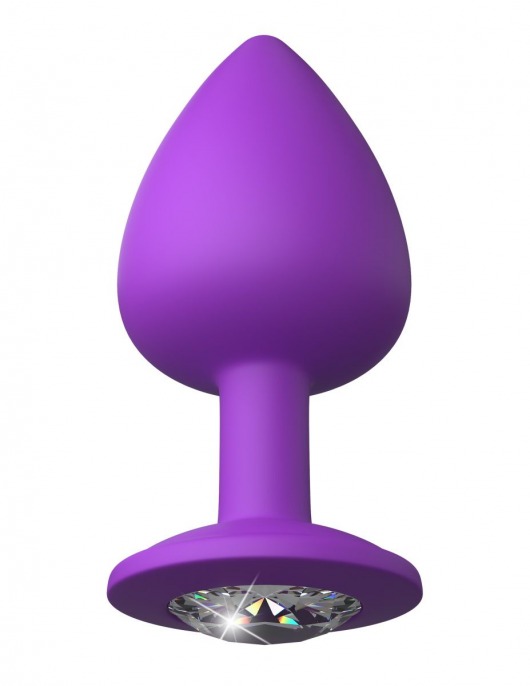 Фиолетовая анальная пробка со стразом Her Little Gem Large Plug - 9,5 см. - Pipedream - купить с доставкой в Новосибирске